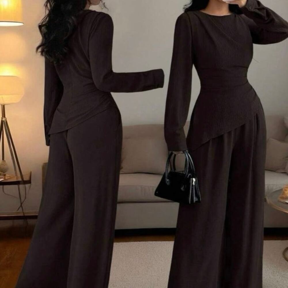 SHEIN Raffinéa Dark Chocolate Brown 2-Piece Lounge Set 🤎